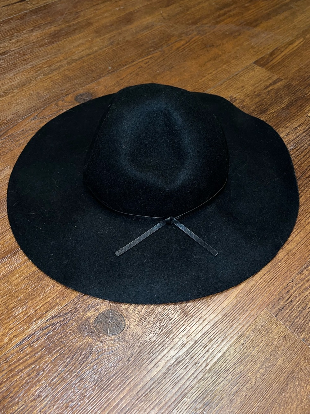 A New Day Black Wide Brim Floppy Felt Hat Boho Chic One Size